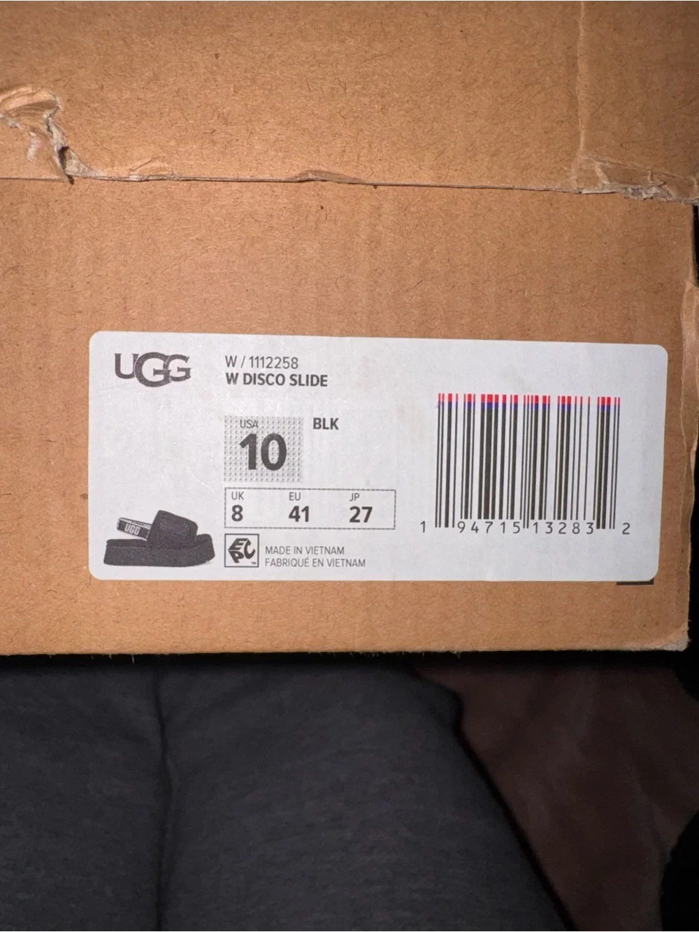 UGG Black Fuzz Platform Slingback Sandals